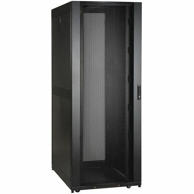 Eaton SR42UBWD 42U SmartRack wide standard-depth rack enclosure with doors and side panels for server equipment.