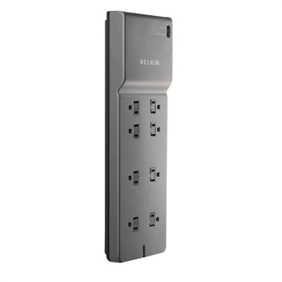 Belkin International INC BE108000-08-CM Belkin 8-Outlet Surge Protector - 8ft Cord - Right Angle Plug - 2500J - Grey