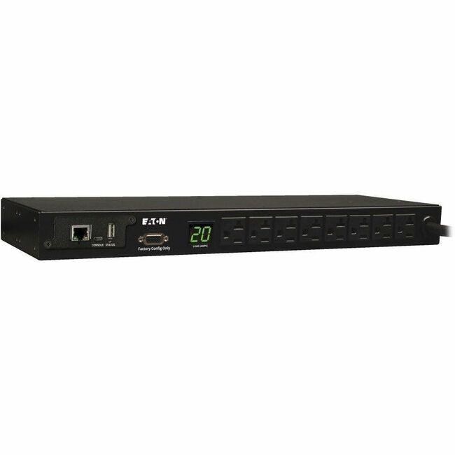 Eaton PDUMNH20 Tripp Lite by Eaton PDU 1.9kW Single-Phase Monitored PDU 120V Outlets (8 5-15/20R) L5-20P/5-20P Adapter 12 ft. (3.66 m) Cord 1U Rack-Mount LX Platform Interface TAA