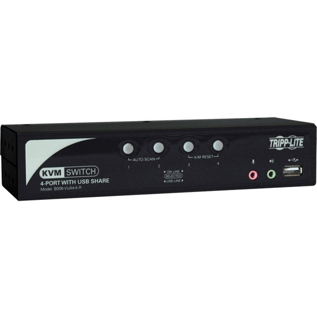 Eaton B006-VUA4-K-R Tripp Lite Series 4-Port KVM Switch with Audio, OSD and Peripheral Sharing
