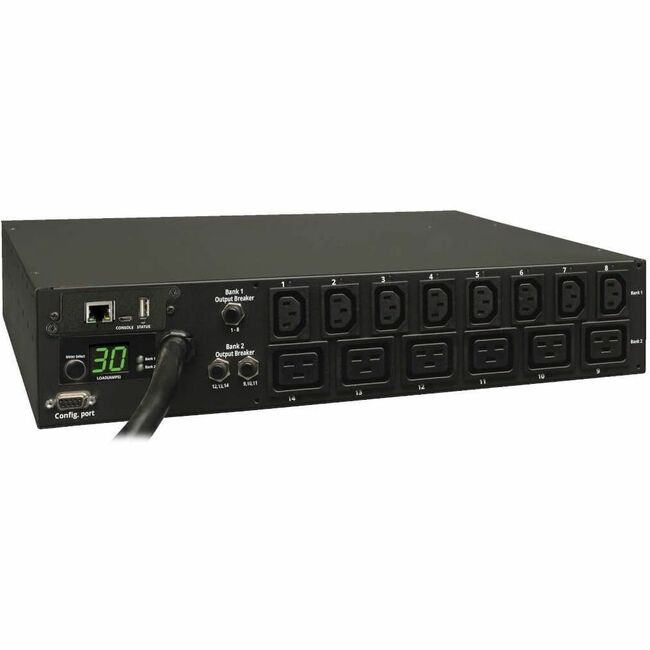 Eaton PDUMH30HV19NET Tripp Lite by Eaton PDU 5.5kW Single-Phase Switched PDU - LX Interface 208/230V Outlets (8 C13 & 6 C19) L6-30P Input 15 ft. (4.57 m) Cord 2U Rack-Mount TAA