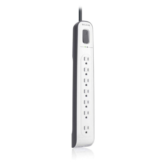 Belkin International INC BV107200-12 Belkin 7-Outlet AV Surge Protector with 12-Ft Power Cord and Telephone Protection, 2000 Joules (BV107200-12),White