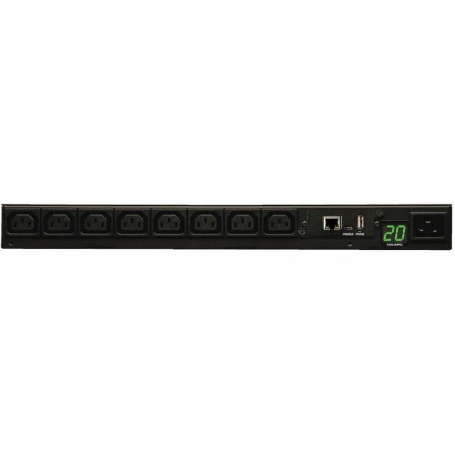 Eaton PDUMNH20HV Tripp Lite by Eaton PDU 3.7kW Single-Phase 208/230V Monitored PDU - LX Platform 8 C13 Outlets C20 Input with L6-20P Adapter 2.4m Cord 1U Rack-Mount