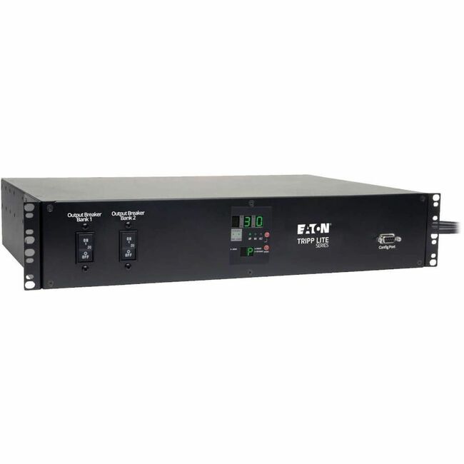 Eaton PDUMH30HVAT PDU with two 200-240V L6-30P inputs, 16-C13, 2-C19 outlets, 2U rack-mount, TAA compliant