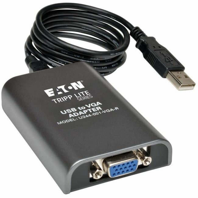 Eaton U244-001-VGA-R Tripp Lite Series USB 2.0 to VGA Dual-Monitor Adapter, 128 MB SDRAM, 1920 x 1080 (1080p) @ 60 Hz