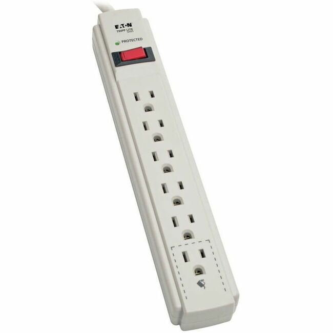Eaton TLP615 Tripp Lite by Eaton Protect It! 6-Outlet Surge Protector 15 ft. Cord 790 Joules Diagnostic LED Light Gray Housing