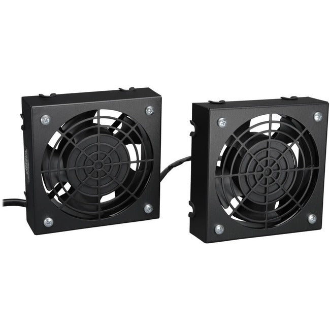 Eaton SmartRack wall-mount roof fan kit with two high-performance PC fans, 210 CFM airflow, and 120V power plug.