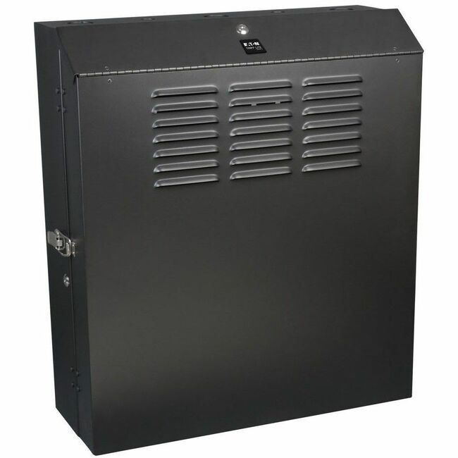 Eaton SmartRack 5U low-profile vertical-mount rack enclosure cabinet with wall-mount design, shown in the image.