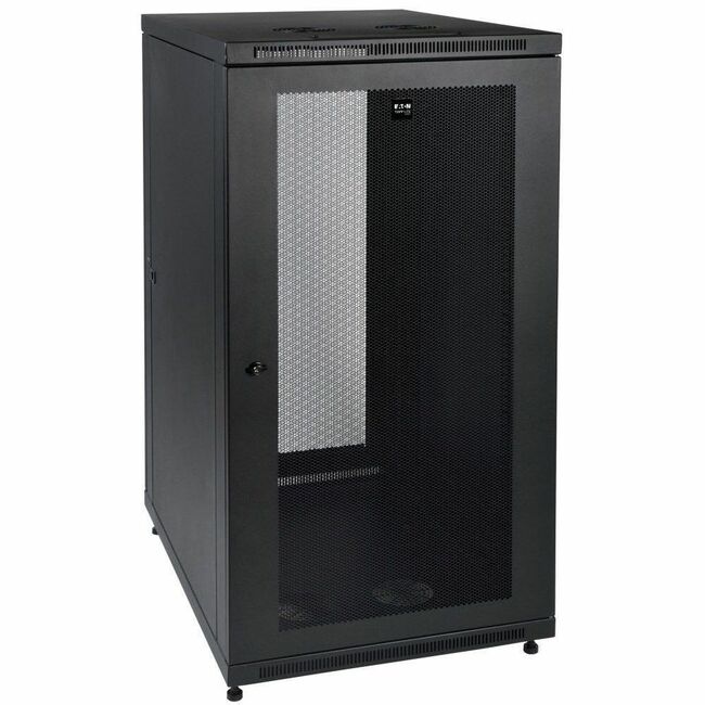 Eaton SR24UB 24U rack enclosure server cabinet with doors and sides, 33-inch depth, for data center or server room setup