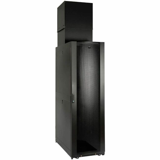 Eaton Tripp Lite 42U-48U rack enclosure cabinet with thermal duct for passive cooling, shown with open doors and ventilation panels.