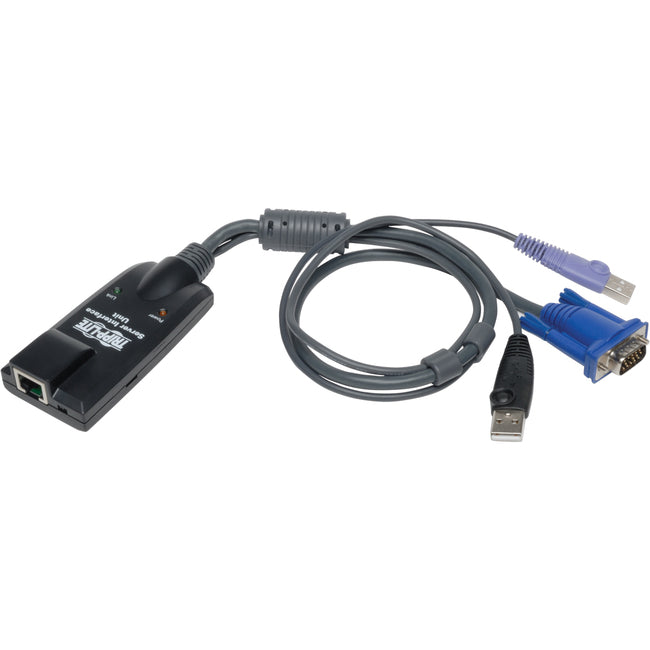 Eaton Tripp Lite B055-001-UV2CAC NetDirector USB server interface cable with virtual media and CAC support, connected to a server.