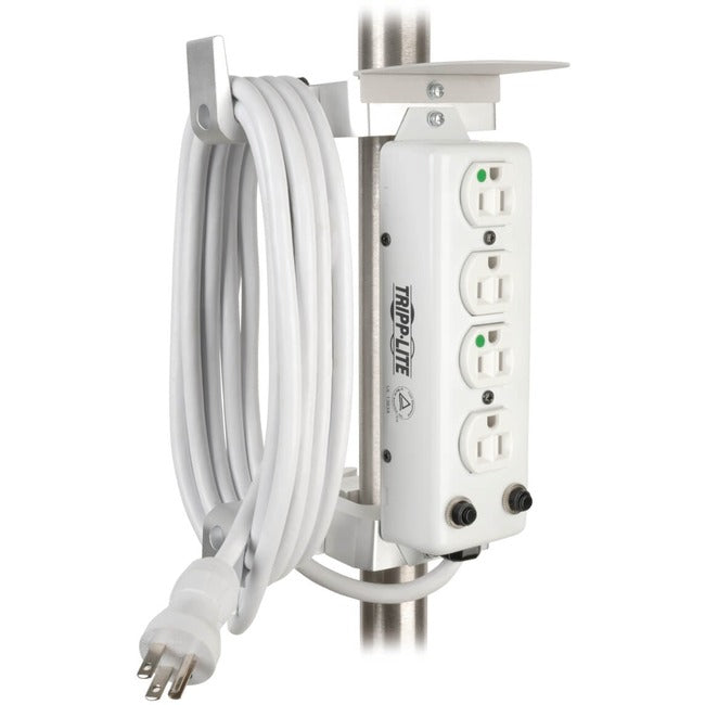 Eaton PSCLAMP Tripp Lite series mounting clamp for medical-grade power strips, shown attached to a surface.