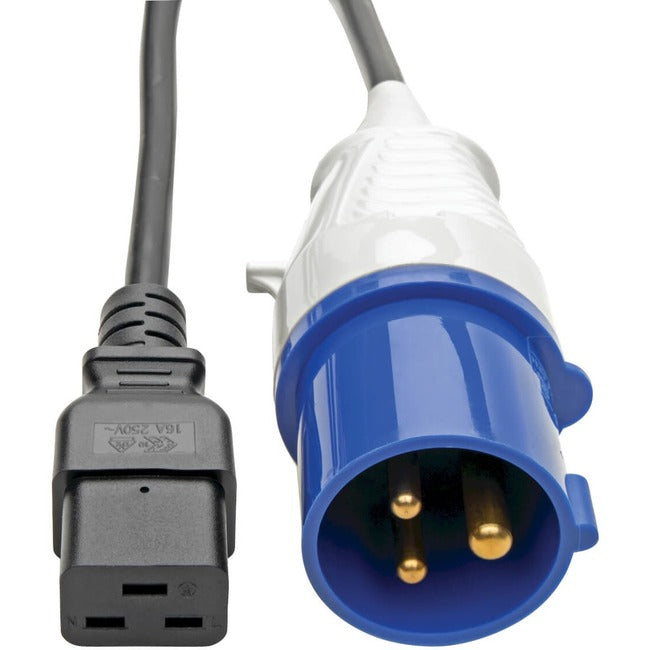 Eaton Tripp Lite IEC 309 to C19 heavy-duty power extension cord, 10 ft, black, 16A, 250V, 16 AWG for IT and server use