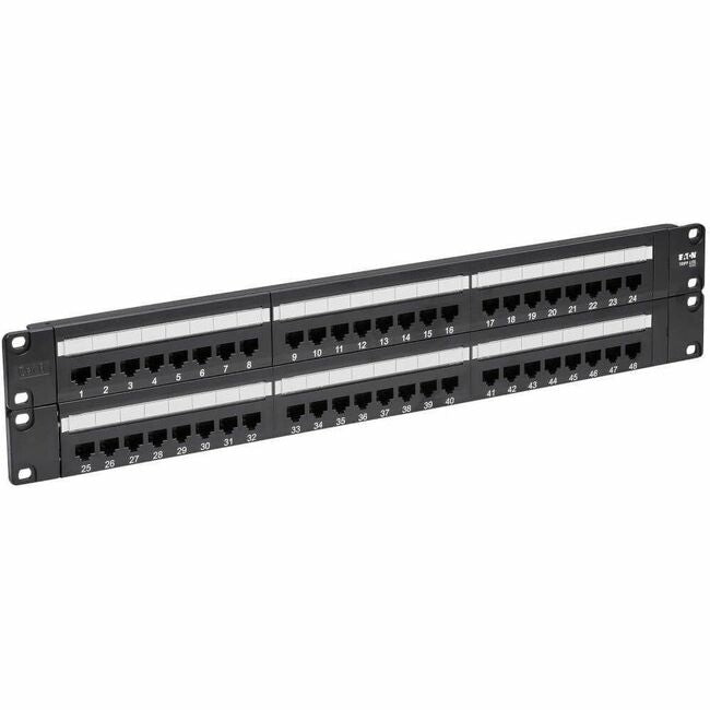 Eaton N252-048 Tripp Lite 48-port Cat6 Cat5 patch panel with RJ45 Ethernet punch down, rackmount 1U, 568B wiring style