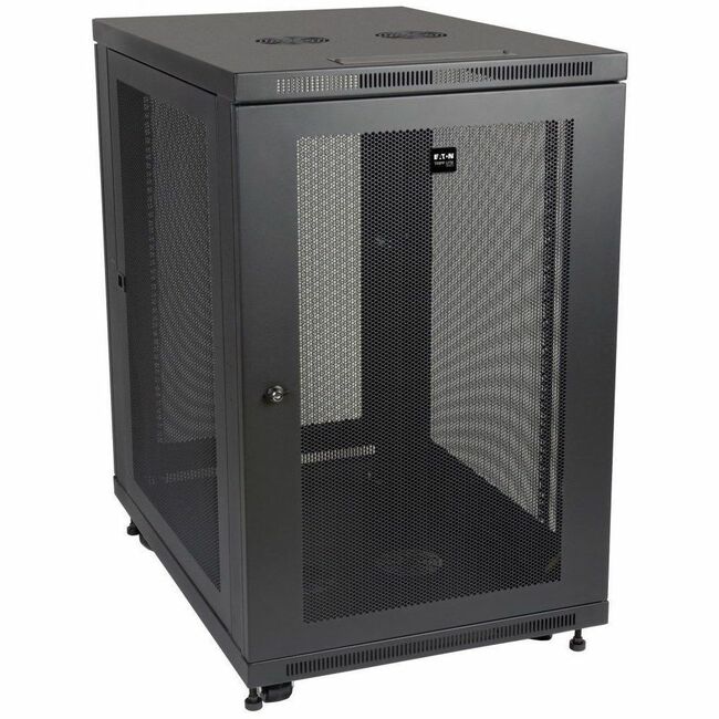 Eaton SR18UB 18U rack enclosure server cabinet with doors and sides, 33 inches deep, for secure data center equipment storage