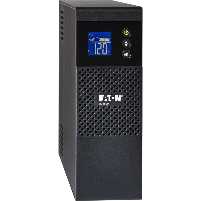 Eaton 5S1000LCD 5S UPS with 1000VA capacity, LCD display, 600W power, line-interactive battery backup, ECO USB connection