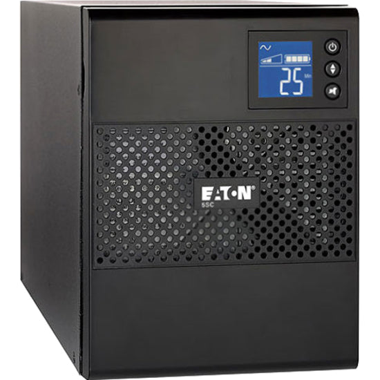 Eaton 5SC1500 1500 VA line-interactive UPS with battery backup, 120V, USB port, for reliable power protection.
