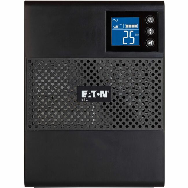 Eaton 5SC750G 750VA line-interactive UPS battery backup tower with USB port, 230V, 525W, for home or office use.