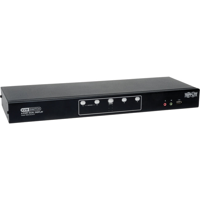 Eaton B004-2DUA4-K Tripp Lite Series 4-Port Dual Monitor DVI KVM Switch with Audio and USB 2.0 Hub, Cables included, TAA