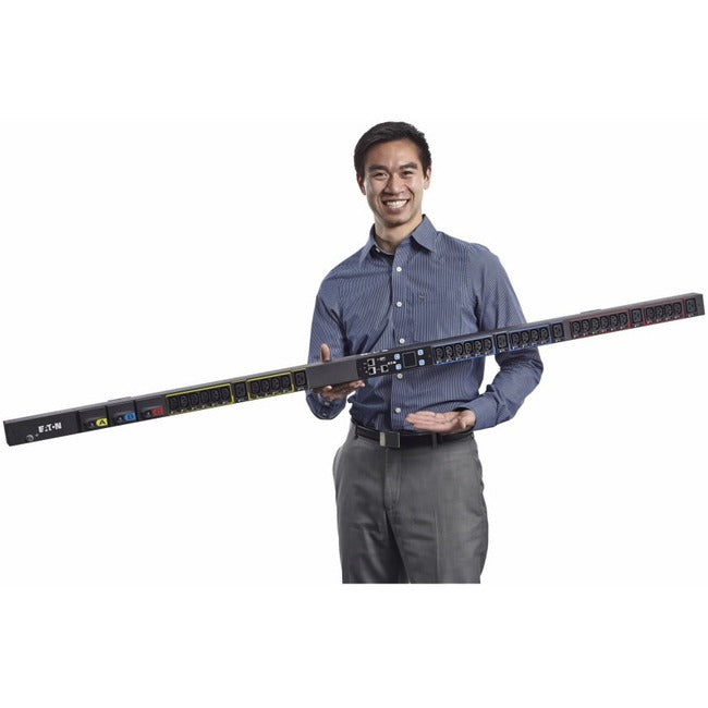 Eaton EMI318-10 metered input rack PDU with 16A, 120/208V, 5.76 kW, three-phase, mounted in 0U rack enclosure
