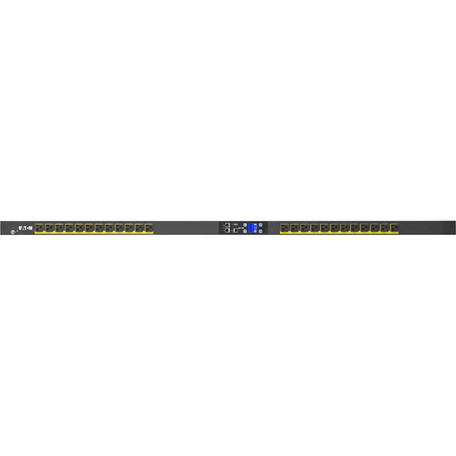 Eaton EMI101-10 metered input rack PDU with 120V, 16A, 1.92 kW capacity, mounted vertically in a data center rack.