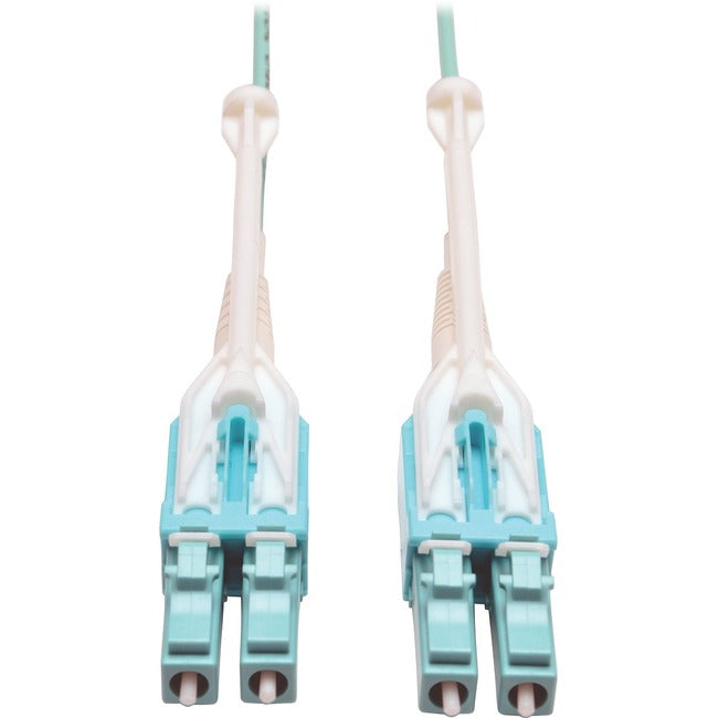 Eaton N820-01M-T Tripp Lite Series 10Gb/40Gb/100Gb Duplex Multimode 50/125 OM3 LSZH Fiber Patch Cable with Push/Pull Tab Connectors (LC/LC), Aqua, 1M (3.3 ft.)