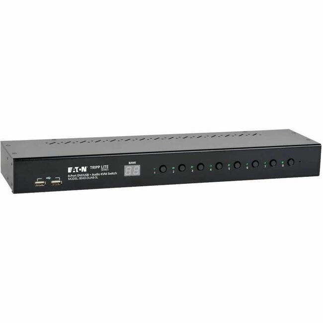 Eaton B043-DUA8-SL Tripp Lite Series 8-Port 1U Rack-Mount DVI / USB KVM Switch with Audio and 2-port USB Hub