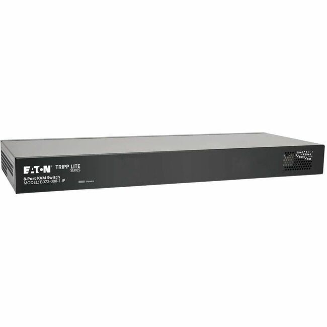 Eaton Tripp Lite NetCommander 8-Port Cat5 KVM over IP switch with 1 remote and 1 local user, 1U rack-mount, front view