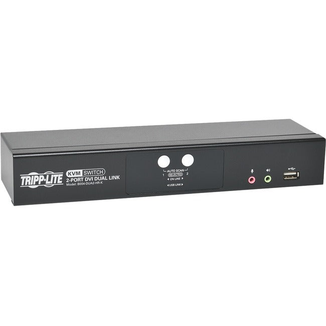 Eaton B004-DUA2-HR-K Tripp Lite Series 2-Port DVI Dual-Link / USB KVM Switch with Audio and Cables, TAA