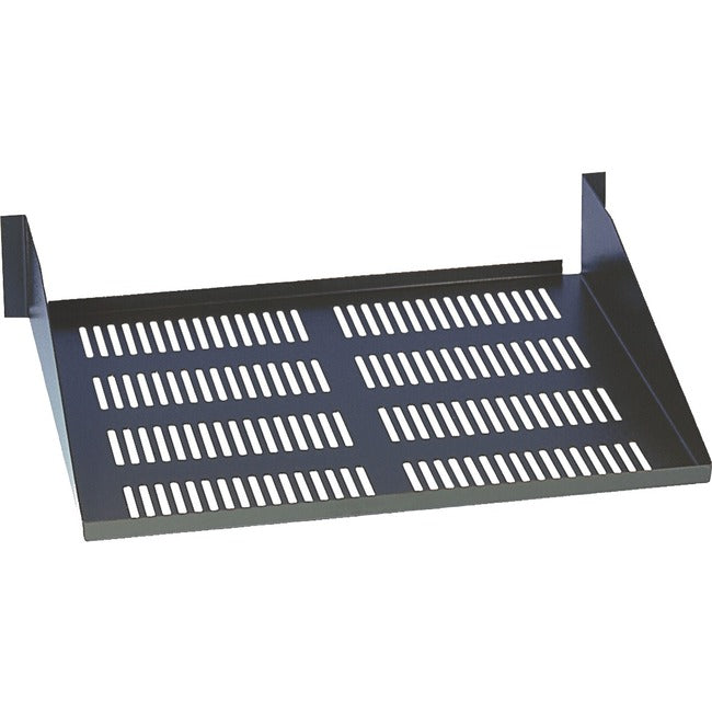 Eaton Tripp Lite Series SmartRack 2U cantilever fixed shelf for rack equipment, 18-inch deep, 50 lbs capacity, mounted in rack.