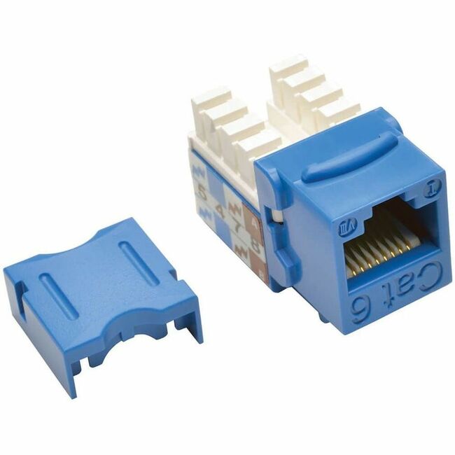 Eaton Tripp Lite Cat6 Cat5e blue keystone jack 25-pack, 110 style punch down connectors for networking installation.