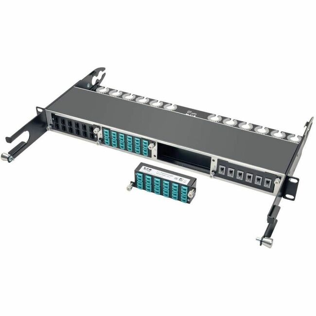Eaton N484-12LC Tripp Lite 10GbE high-density patch panel with 12 LC duplex connections for fiber optic networking.