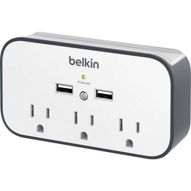 Belkin International INC BSV300TTCW Belkin 3 Outlet Wall Surge Protector - 2 USB Ports for Mobile Devices, Tablets & More - 540 Joules