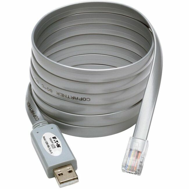 Eaton U209-006-RJ45-X Tripp Lite by Eaton USB-A to RJ45 Serial Rollover Cable (M/M) - Cisco Compatible 250 Kbps 6 ft. (1.83 m) Gray