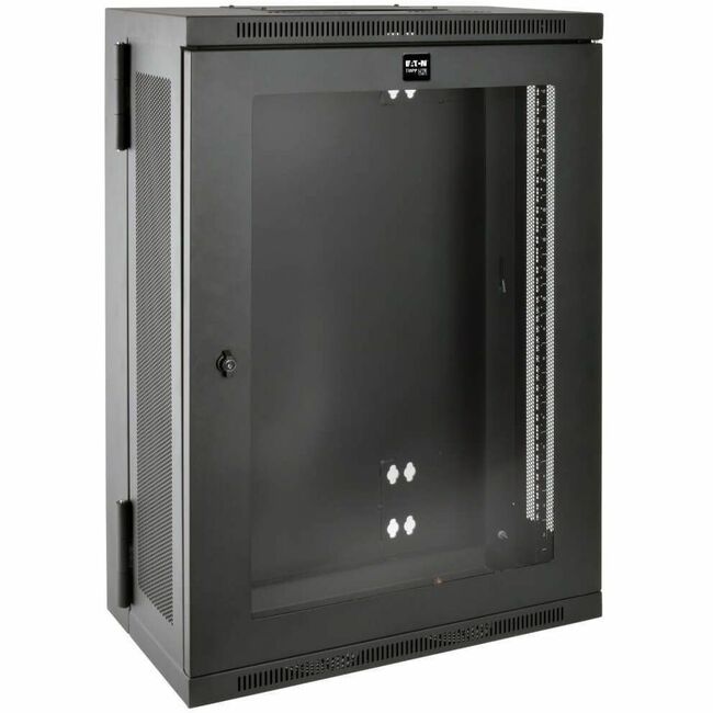 Eaton SRW18US13G Tripp Lite Series SmartRack 18U Low-Profile Patch-Depth Wall-Mount Half-Height Rack Enclosure, Clear Acrylic Window, Hinged Back