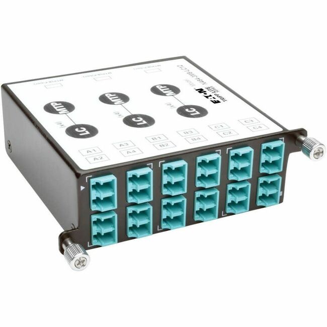 Eaton N484-3M8-LC12 Tripp Lite Series 40/100Gb Breakout Cassette, 40Gb to 4 x 10Gb, 100Gb to 4 x 25Gb, (x3) 8-Fiber MTP/MPO to (x12) LC Duplex, Type-B Polarity
