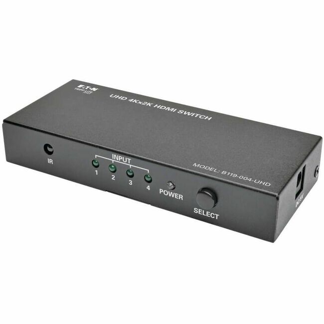 Eaton B119-004-UHD 4-Port HDMI switch with remote, supporting 4K 60Hz, UHD, HDR, 3D, for seamless video switching