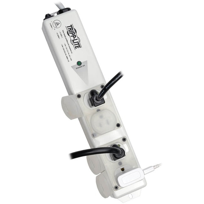 Eaton PS-406-HGULTRA medical-grade power strip with 4 hospital-grade outlets, safety covers, and 6 ft cord for patient-care areas.