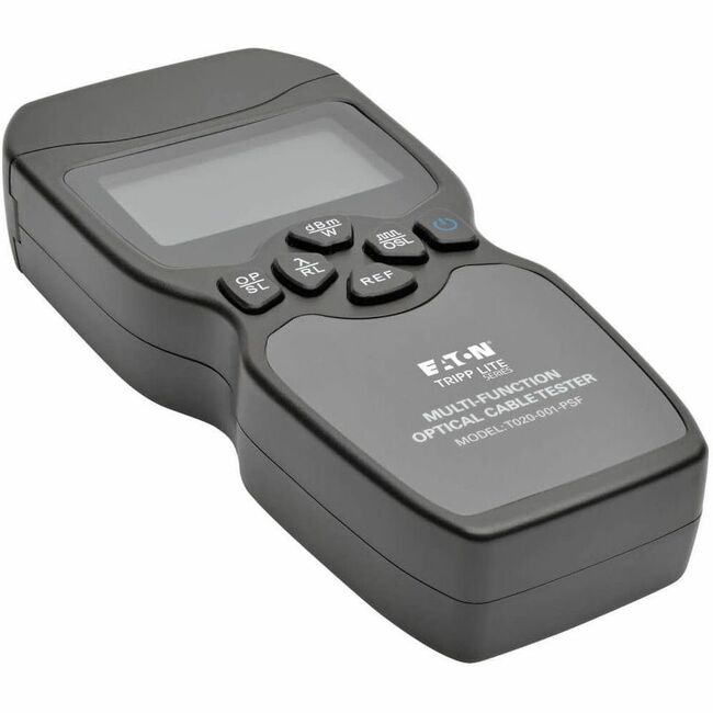 Eaton Tripp Lite multi-function optical fiber cable tester with power meter, light source, and visual fault locator on test equipment