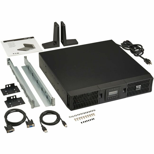 Eaton SU1500RTXLCDN Tripp Lite UPS with LCD display, 8 outlets, extended run, network card, USB, DB9 ports, 2U rack/tower design
