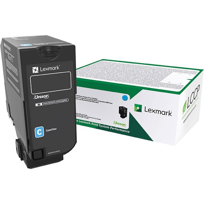 Lexmark 74C0HCG Unison Original High Yield Laser Toner Cartridge - Cyan - 1 Each