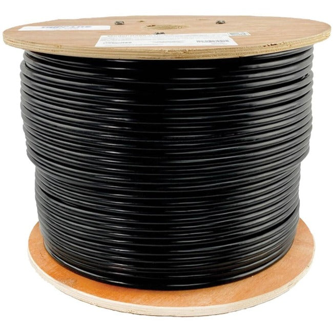Eaton Tripp Lite Cat6 Gigabit Ethernet cable in black, 1000 ft., solid core UTP PVC bulk cable for network connectivity.