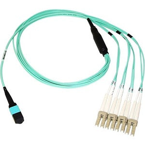Axiom MP8LCOM4R15M-AX MPO Female to 4 LC Multimode OM4 50/125 Fiber Optic Breakout Cable - 15m