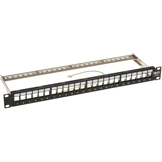 Eaton N062-024-KJ-SH Tripp Lite by Eaton 24-Port 1U Rack-Mount Shielded Blank Keystone/Multimedia Patch Panel RJ45 Ethernet USB HDMI Cat5e/6