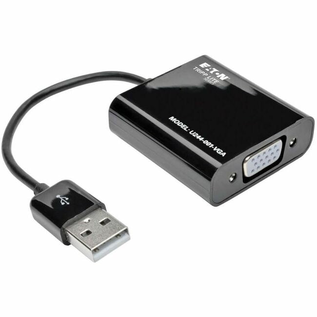 Eaton U244-001-VGA Tripp Lite Series USB 2.0 to VGA Dual/Multi-Monitor External Video Graphics Card Adapter with Built-In USB Cable, 128 MB SDRAM, 1080p @ 60 Hz