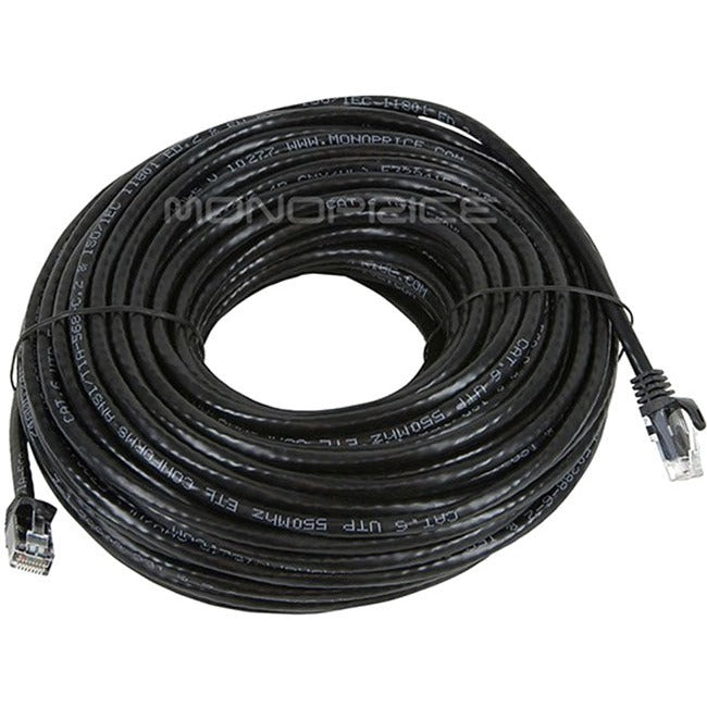 Monoprice, Inc. 9828 Monoprice FLEXboot Series Cat6 24AWG UTP Ethernet Network Patch Cable, 100ft Black
