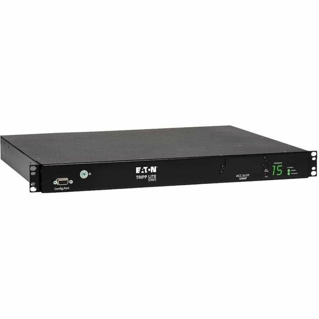 Eaton PDUMH15HVAT PDU with local metered automatic transfer switch, two 200-240V C14 inlets, ten C13 outlets, 1U rack mount