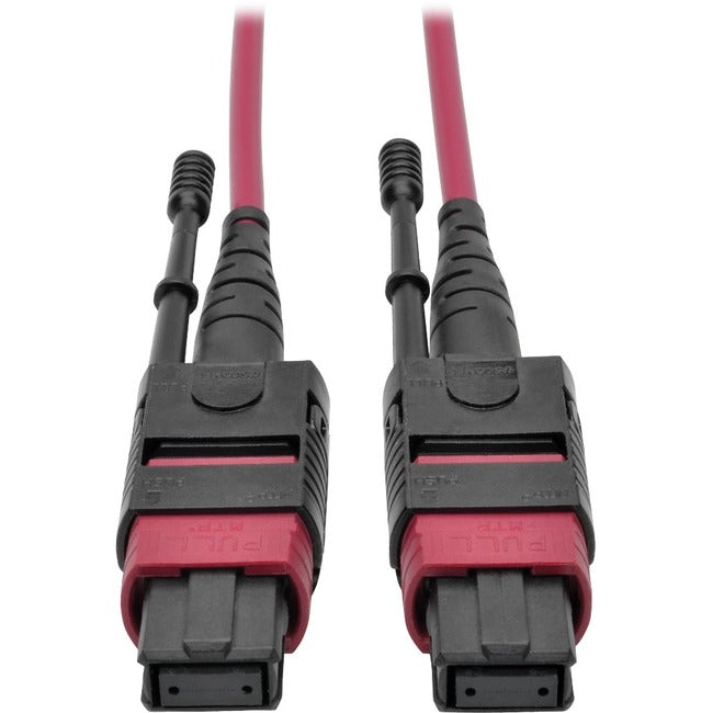 Eaton N845-15M-12-MG Tripp Lite by Eaton 100G MTP/MPO Multimode OM4 Plenum-Rated Fiber Optic Cable (F/F), 12 Fiber, 40/100GBASE-SR4, Push/Pull Tabs, Magenta, 15 m
