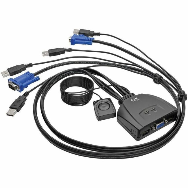 Eaton B032-VU2 Tripp Lite Series 2-Port USB/VGA Cable KVM Switch with Cables and USB Peripheral Sharing