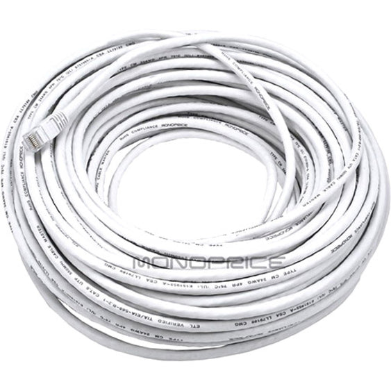 Monoprice, Inc. 148 Monoprice 100FT 24AWG Cat5e 350MHz UTP Bare Copper Ethernet Network Cable - White
